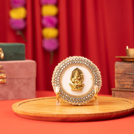 Ganesha on Marble Base with Stand on Table