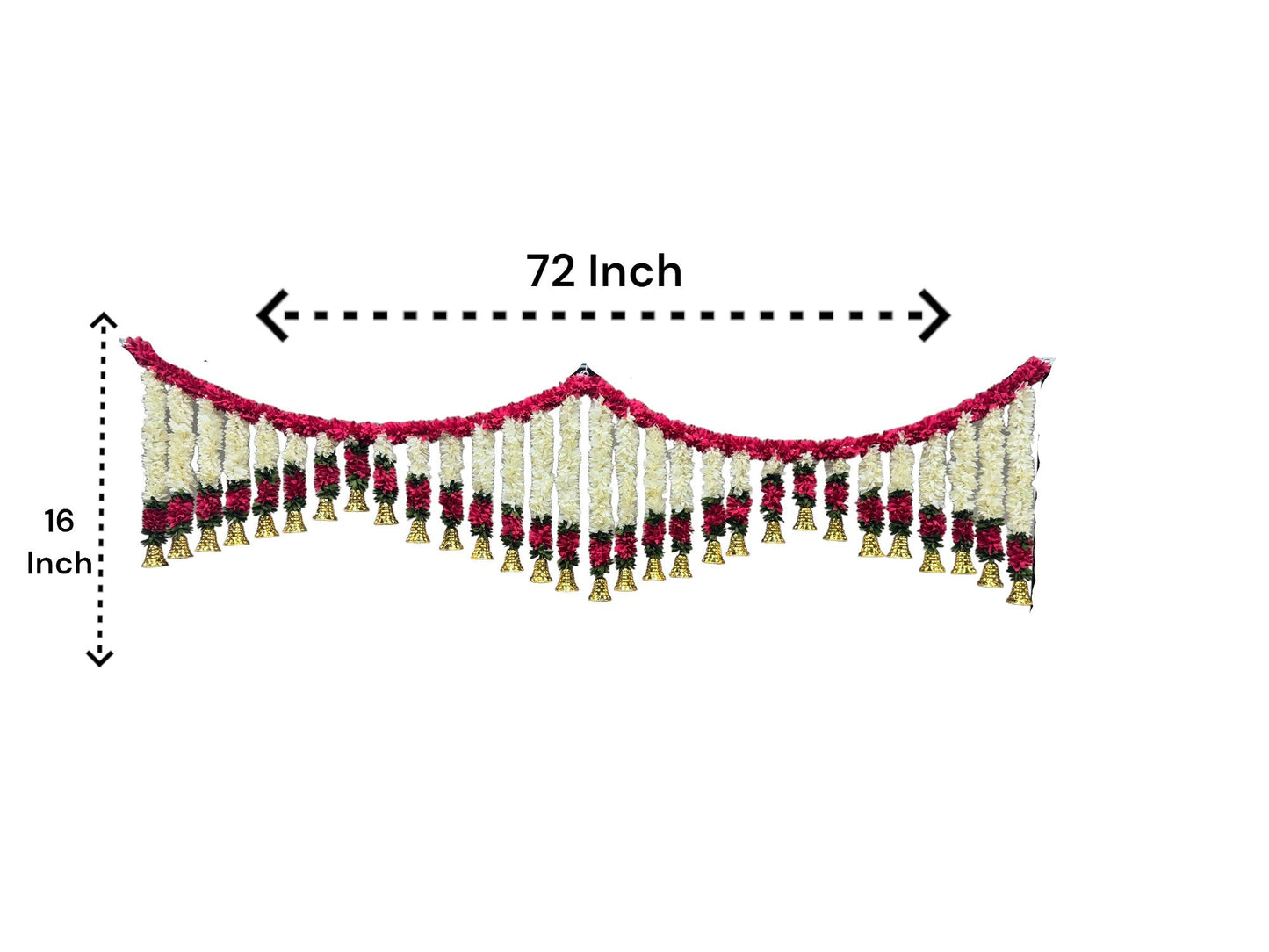 72" Long Artificial Flower Toran with Bell