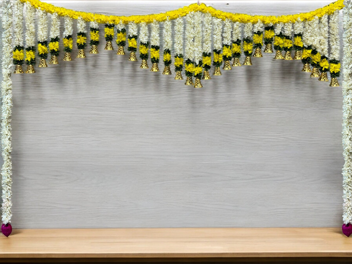 72" Long Artificial Flower Toran with Bell