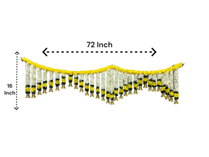 72" Long Artificial Flower Toran with Bell