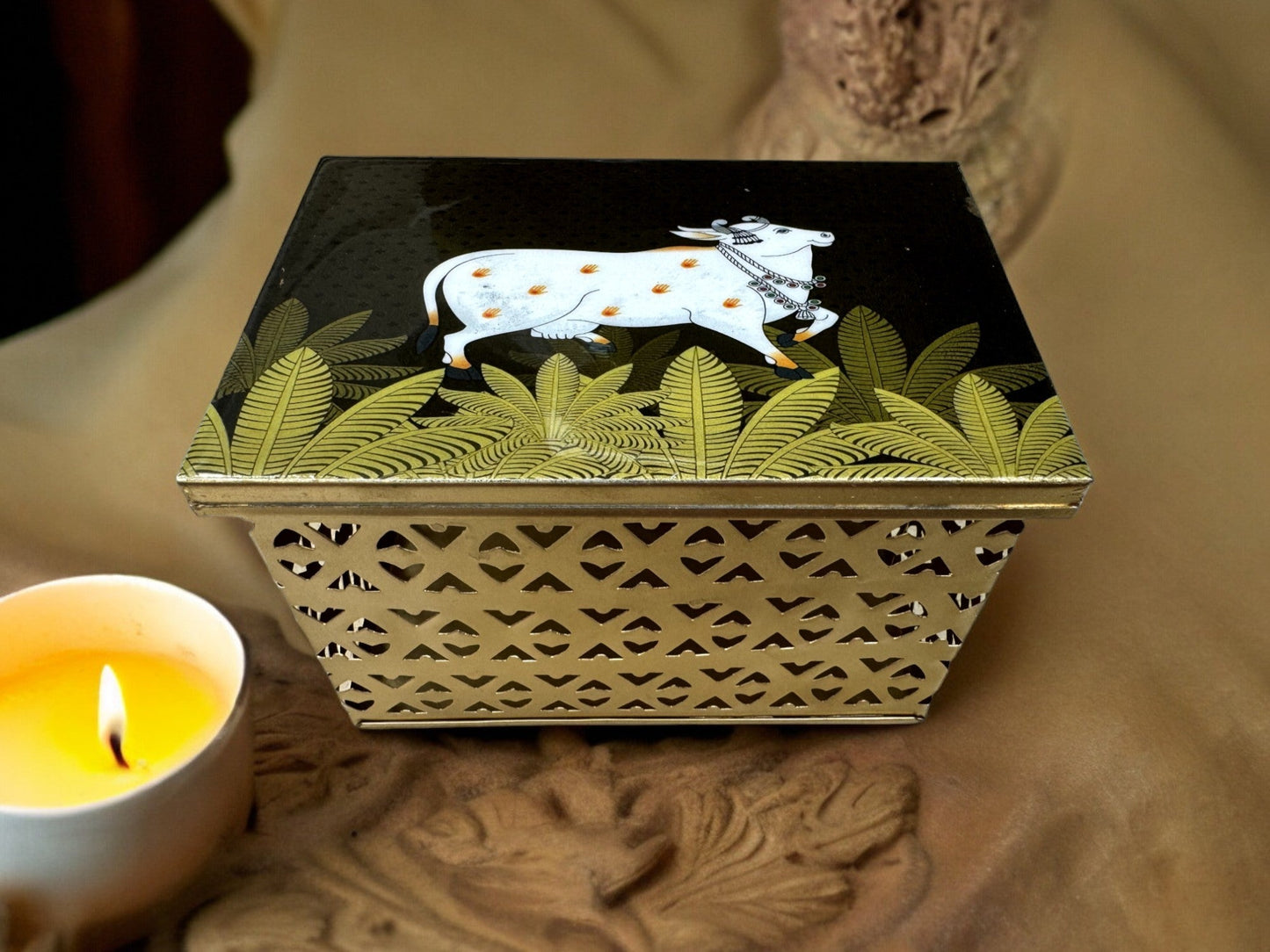 Pichwai Rectangular Trinket Box