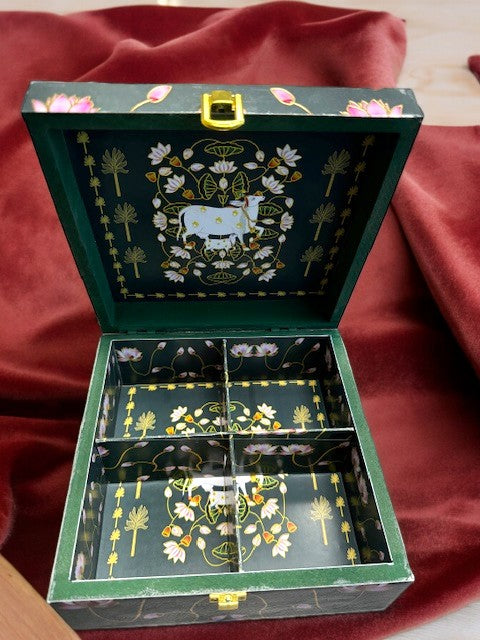 Pichwai & Lotus Printed Trinket Box