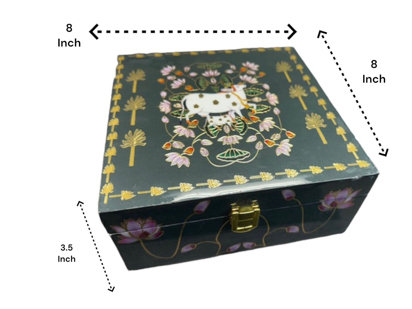Pichwai & Lotus Printed Trinket Box