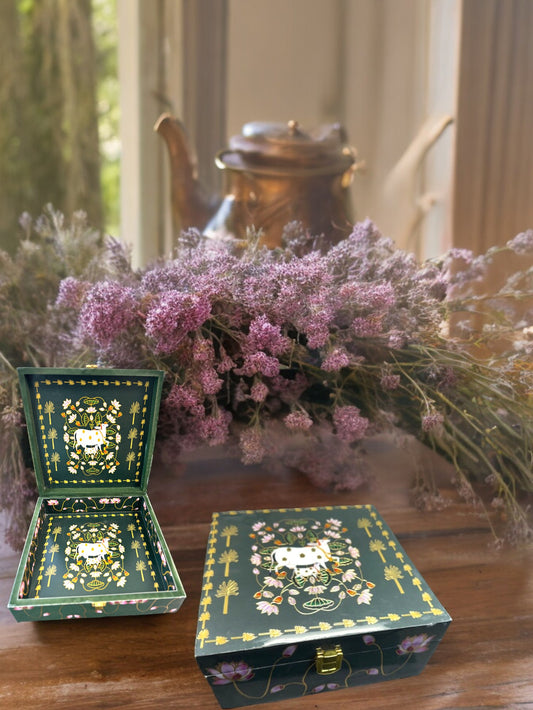 Pichwai Wooden Trinket Box