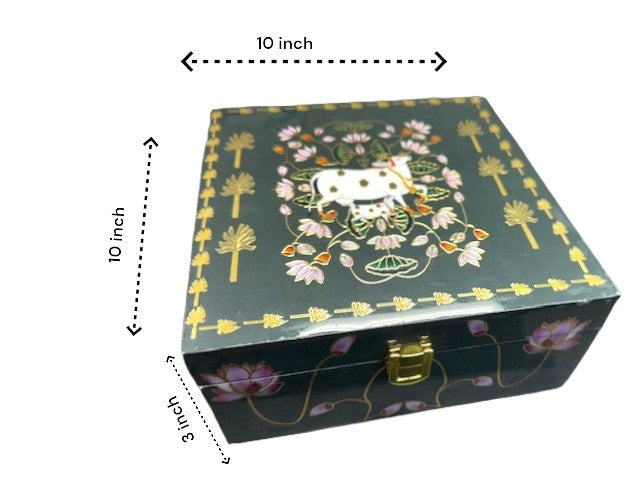 Pichwai Wooden Trinket Box - Dimensions