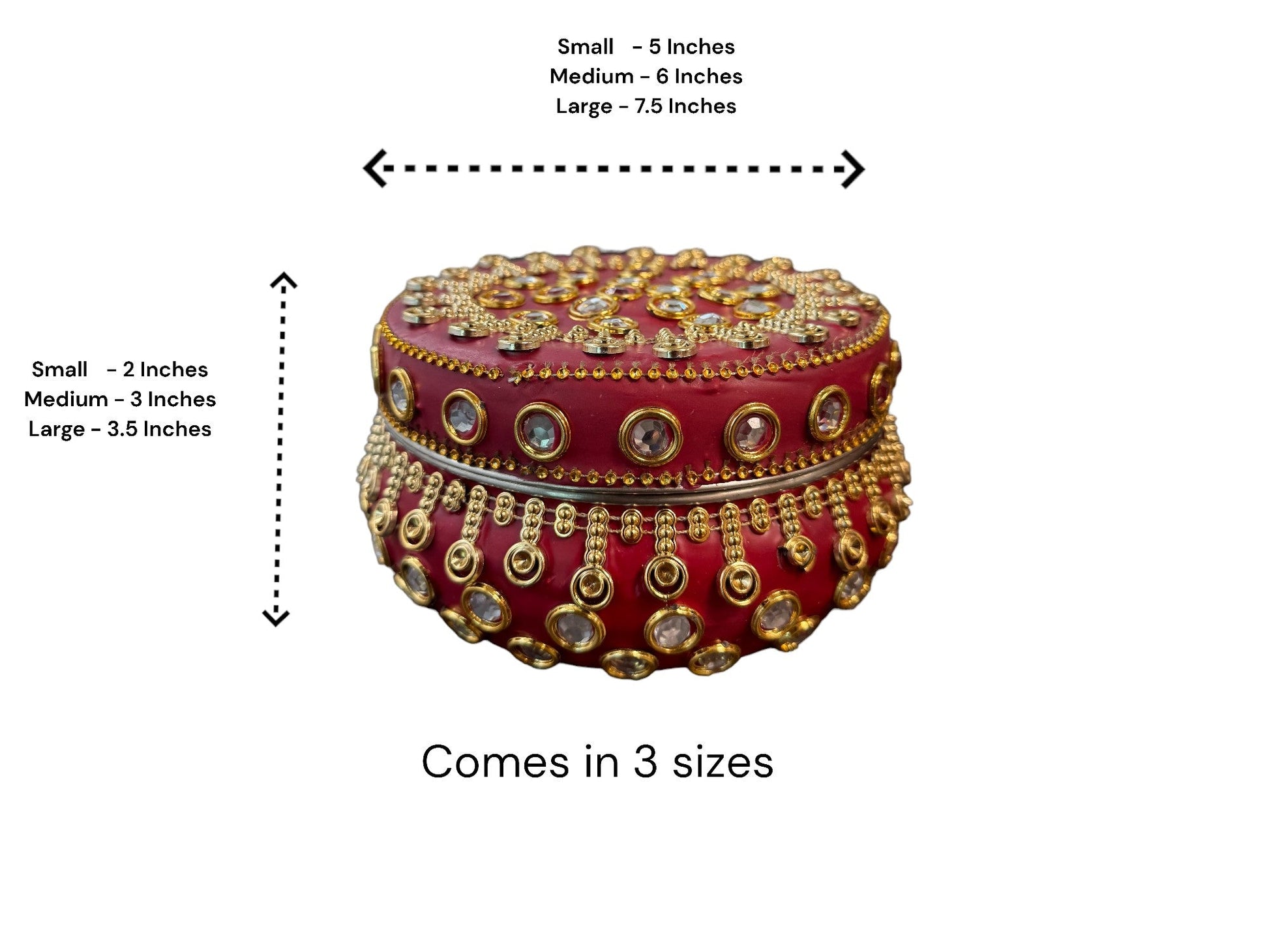 Mataki Shape Box - Maroon - Dimensions