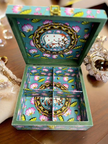 Pichwai & Lotus Printed Trinket Box