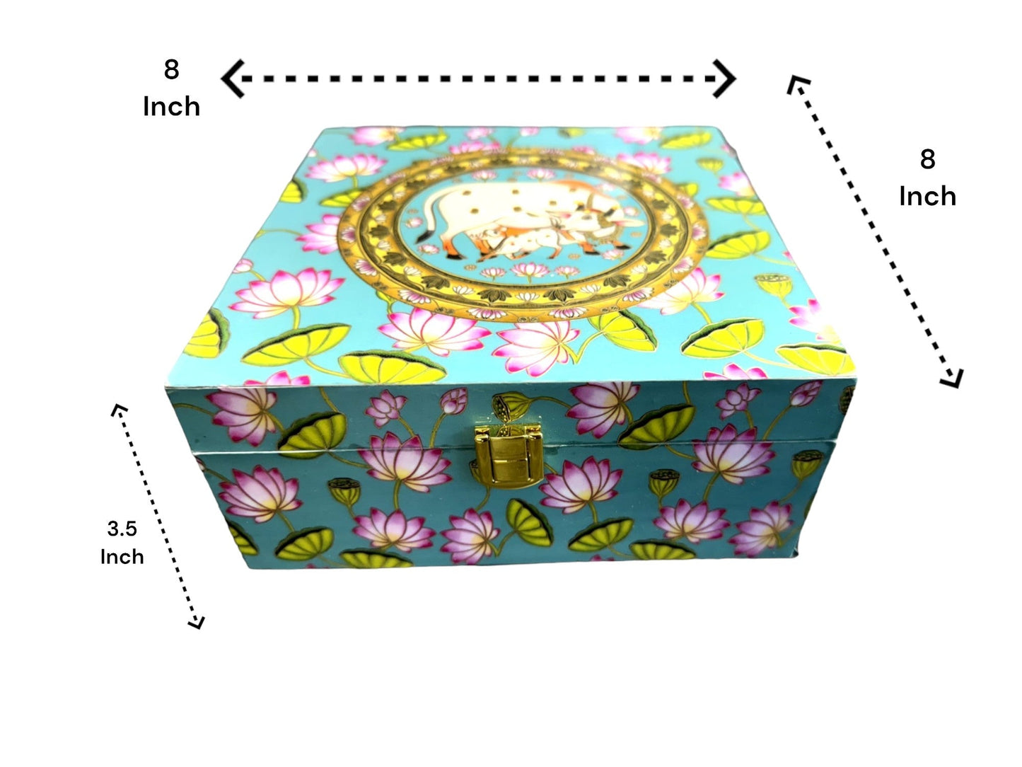 Pichwai & Lotus Printed Trinket Box