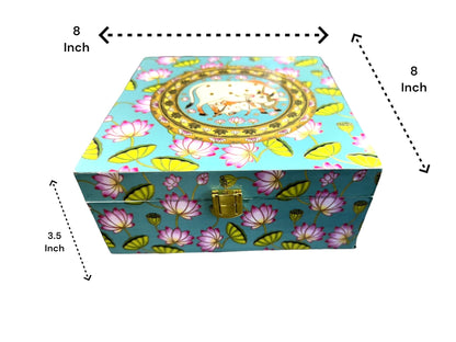 Pichwai & Lotus Printed Trinket Box