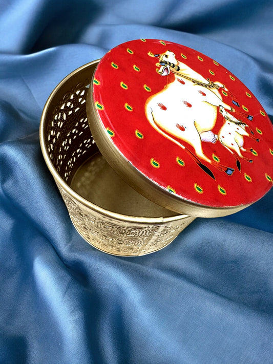 Pichwai Round Trinket Box
