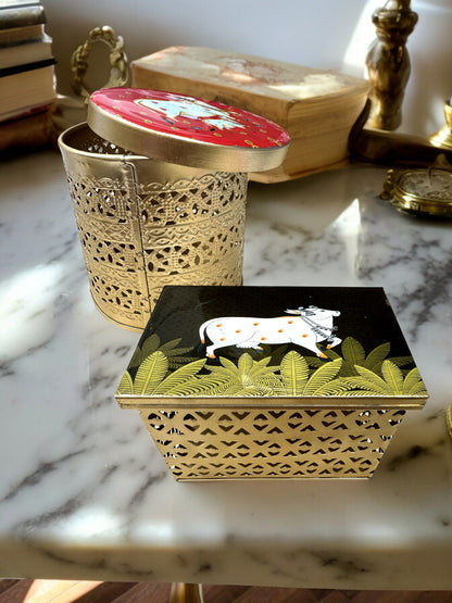 Pichwai Round Trinket Box