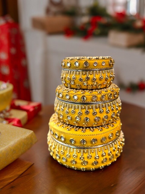 Mataki Shape Box, Set of 3 - Yellow