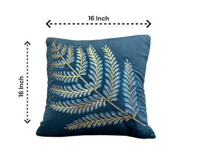 Velvet Cushion or Pillow Cover with Australian Leaf Design, Set of 2