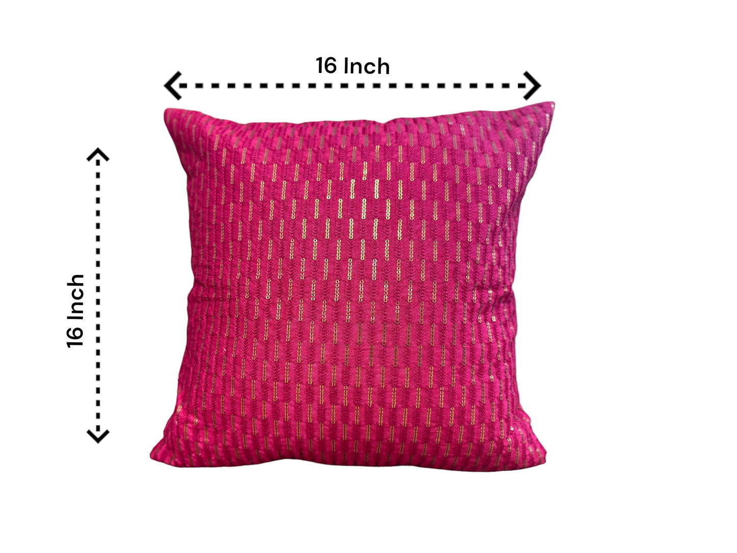 Silk Cushion or Pillow Cover with Full Sequence Design, Set of 2