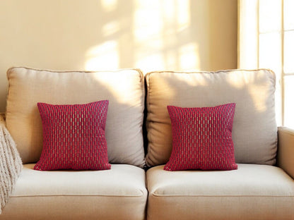 Silk Cushion or Pillow Cover with Full Sequence Design, Set of 2