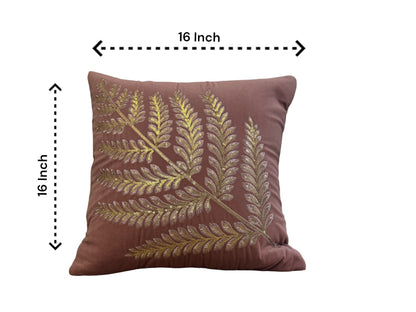 Velvet Cushion or Pillow Cover with Australian Leaf Design, Set of 2