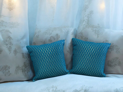 Silk Cushion or Pillow Cover with Full Sequence Design, Set of 2