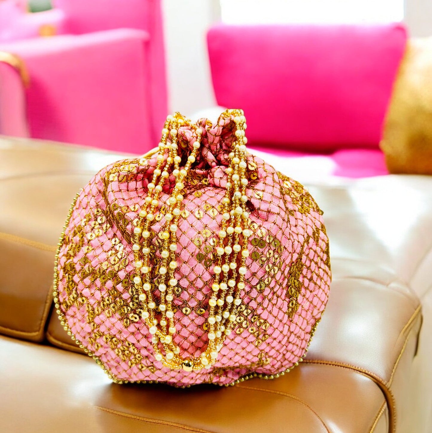 Sequence Silk Potli Bag