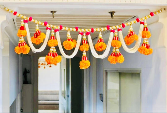 Toran with Beads, Marigold Flowers & Gotta Balls