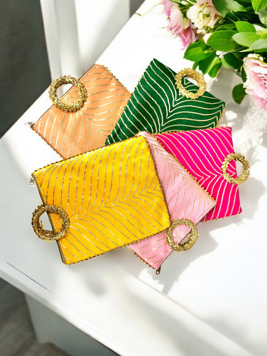 Gota Patti Bag with Handle & Zipper, Set of 5