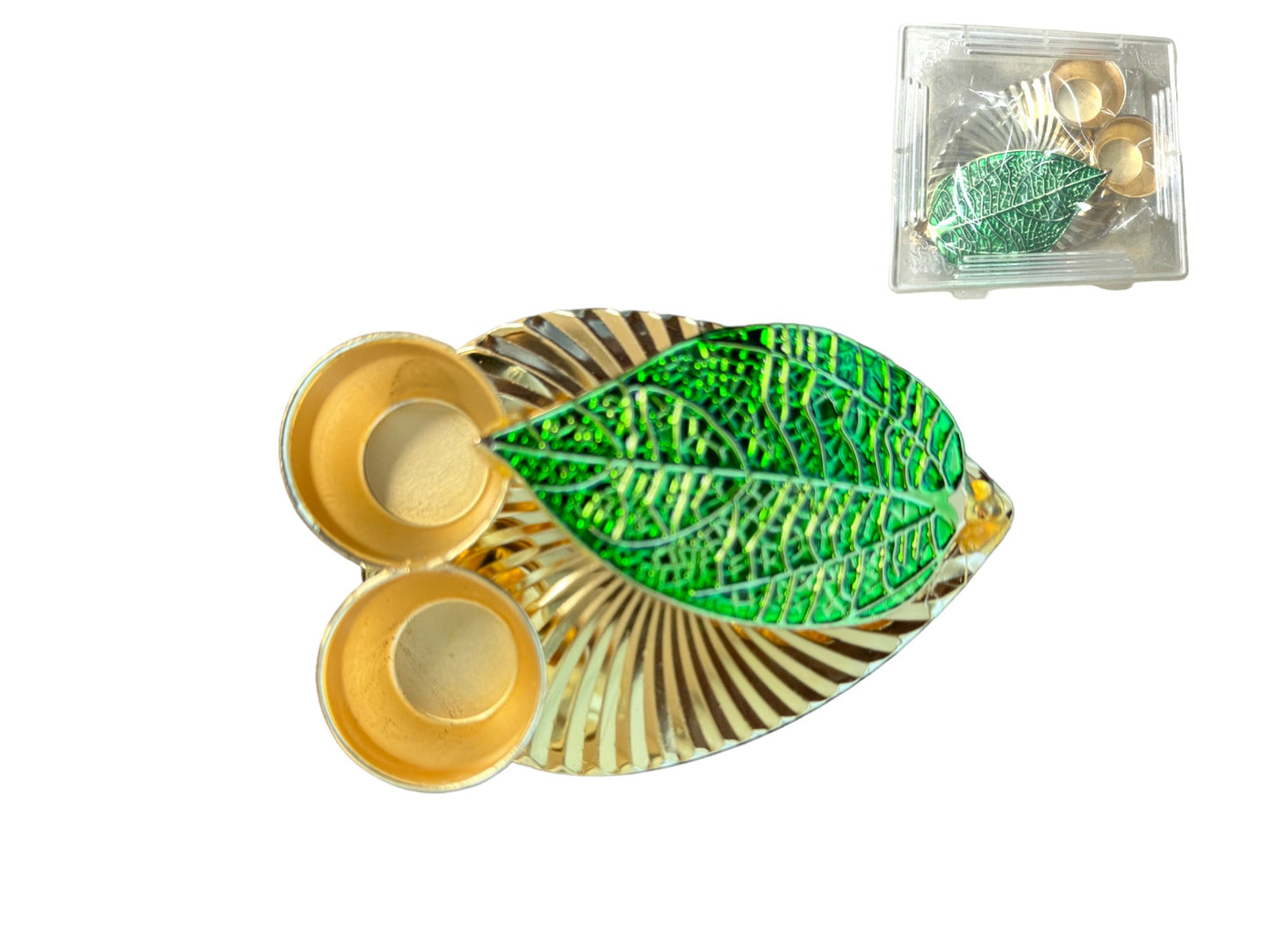 Haldi Kumkum Plate with Leaf, Set of 4