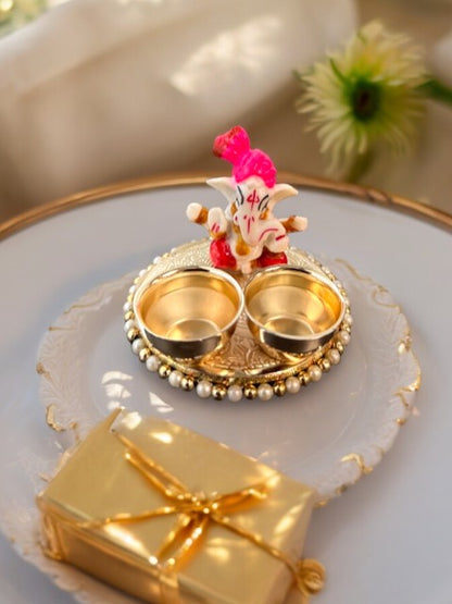 Haldi Kumkum Plate with Ganesha