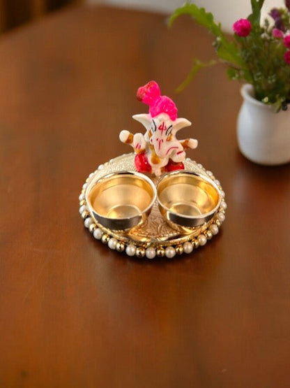 Haldi Kumkum Plate with Ganesha
