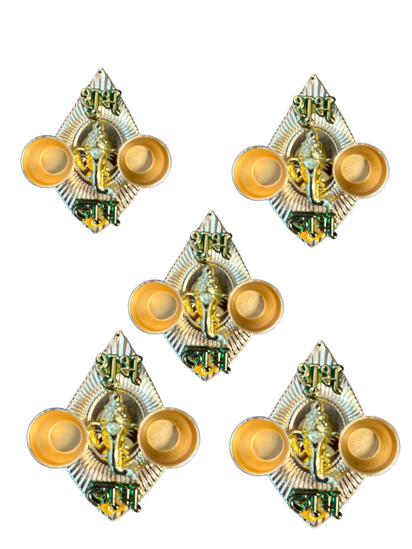 Haldi Kumkum Plate with Ganesha & Shubh Labh, Set of 5
