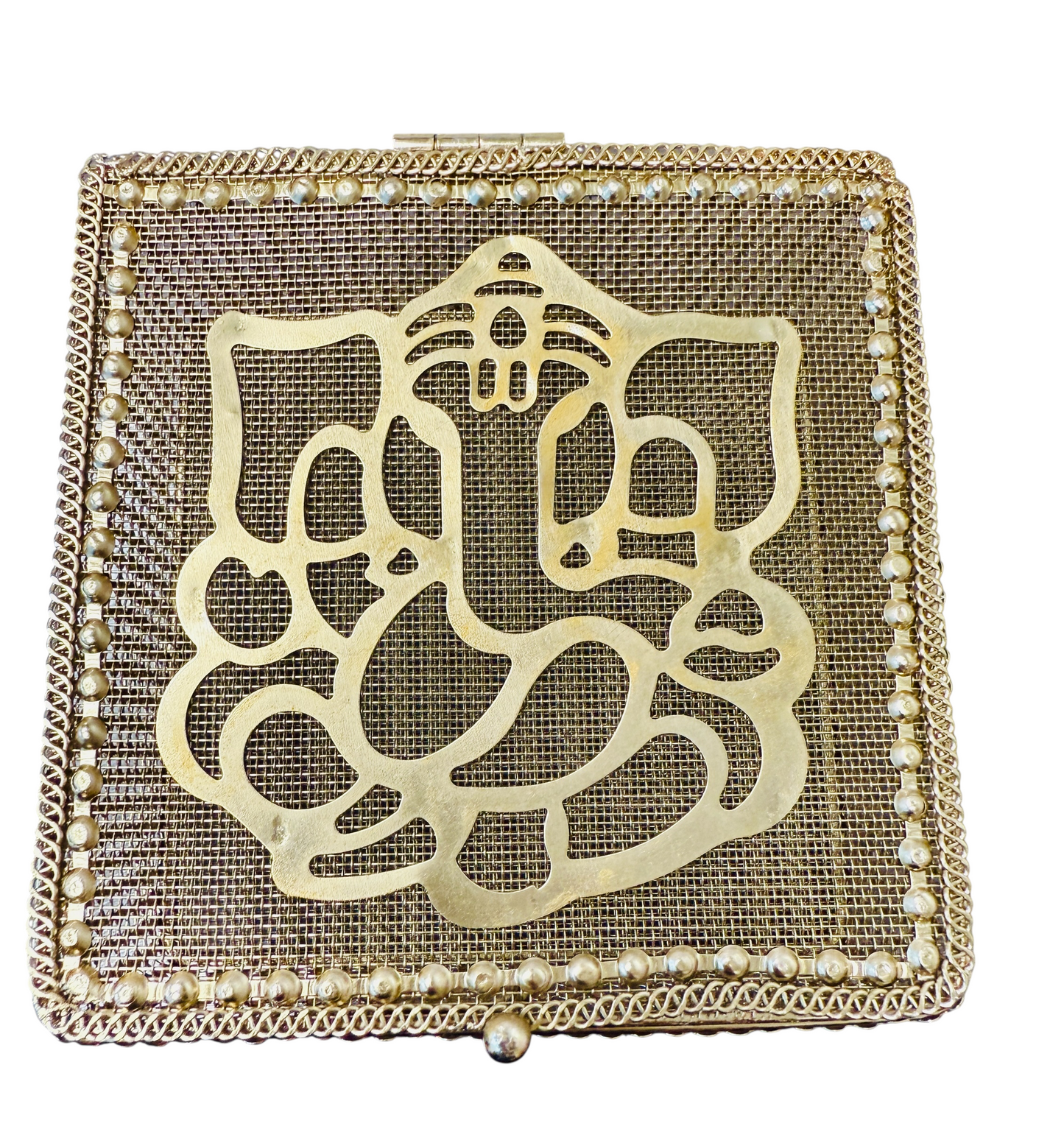 Golden Metal Ganesha Gift Boxes - Set of 2 - Perfect To Pack Small Gifts Like Diya, Jewelry