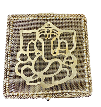 Golden Metal Ganesha Gift Boxes - Set of 2 - Perfect To Pack Small Gifts Like Diya, Jewelry
