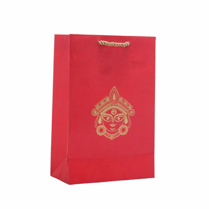 Ready to give Combo includes Stone Studded Stainless Steel Matki Box with Durga Gift Bag for Golu, Karwa Chauth, Navratri, Diwali Party, Indian Festivals