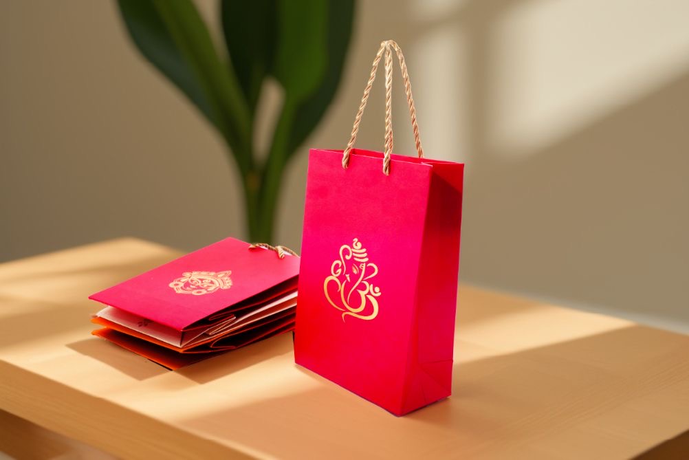 Ganesha / Ganpati Printed Paper Bag, Set of 10