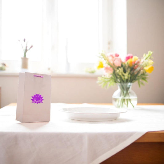 Lotus Printed Paper Bag, 6x9 Inches, Set of 10