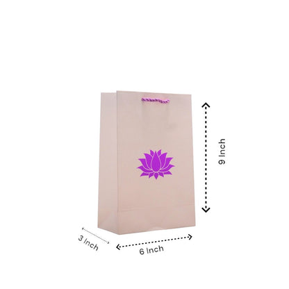 Lotus Printed Paper Bag, 6x9 Inches, Set of 10