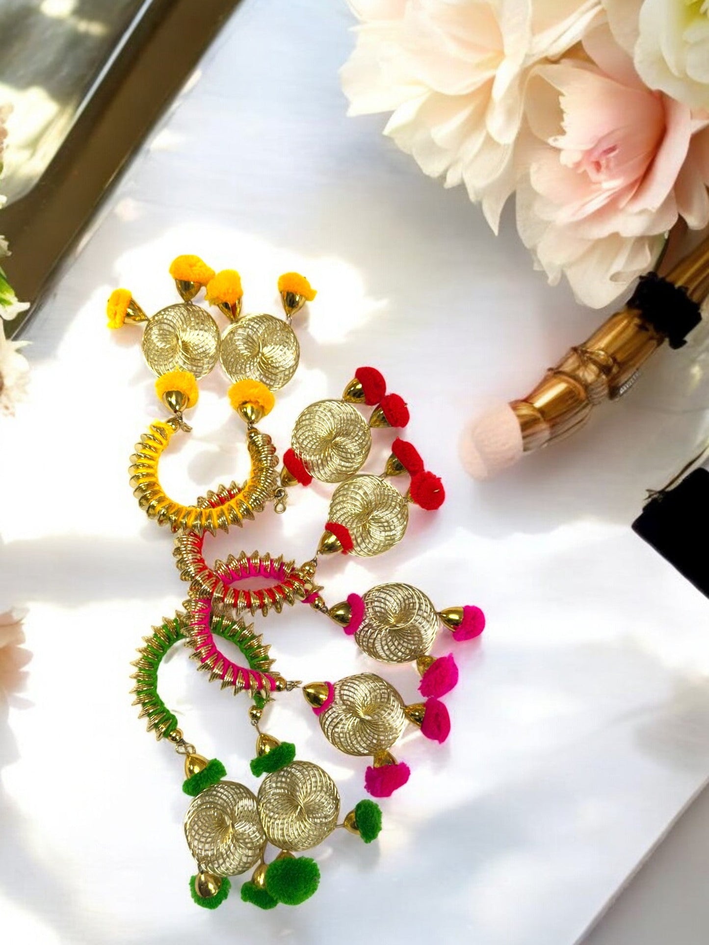 Adjustable Designer Bangles with Spiral Design, Set of 4 (Assorted)