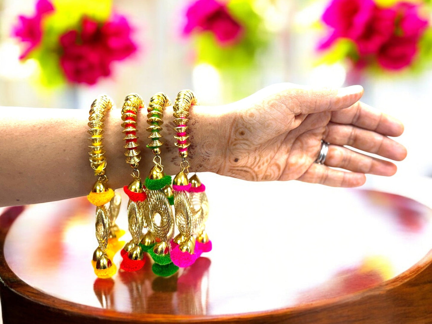 Adjustable Designer Bangles with Stones on Wrist