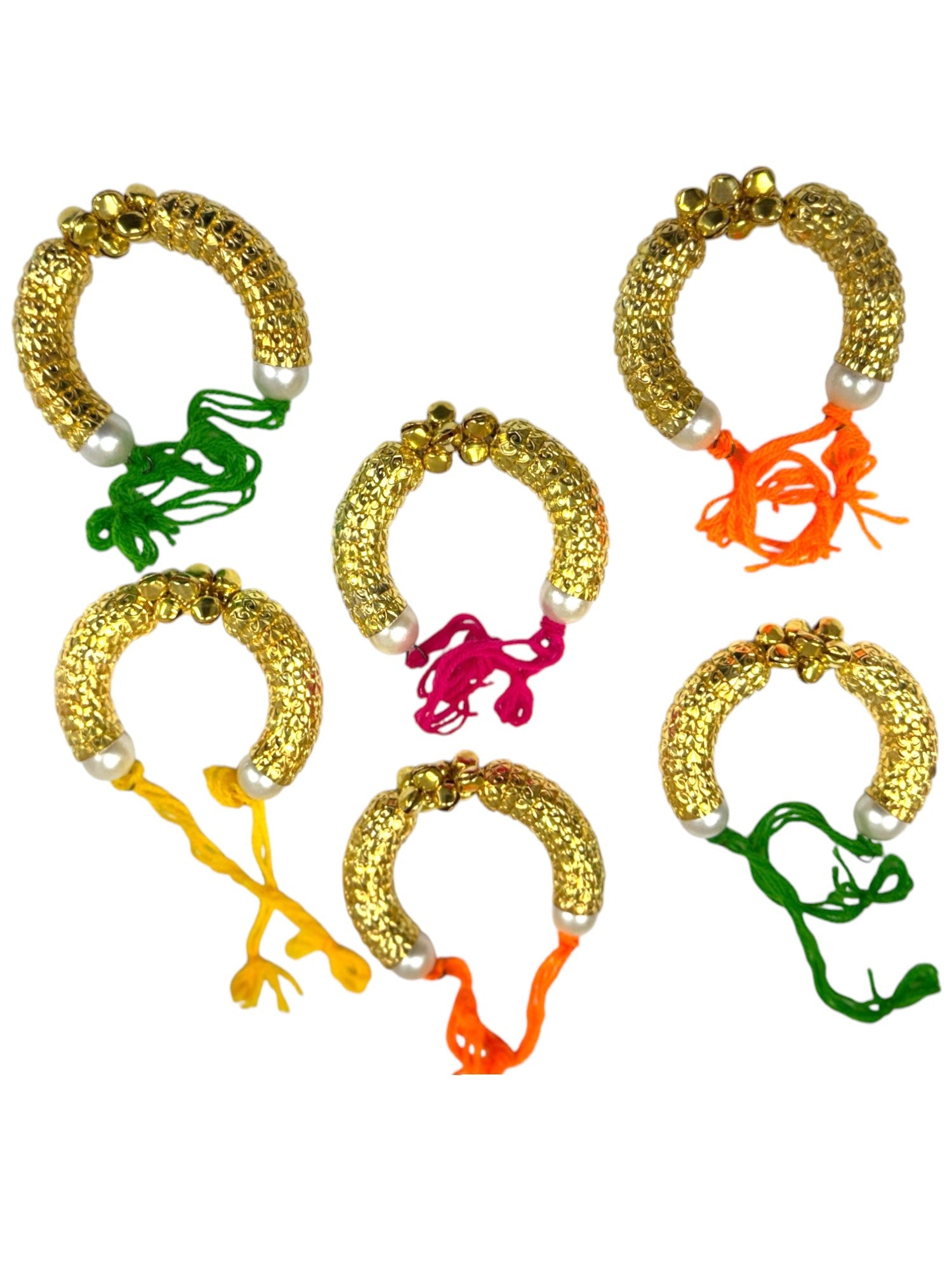 Beautiful Ghungroo & Shell Bracelet - white bg