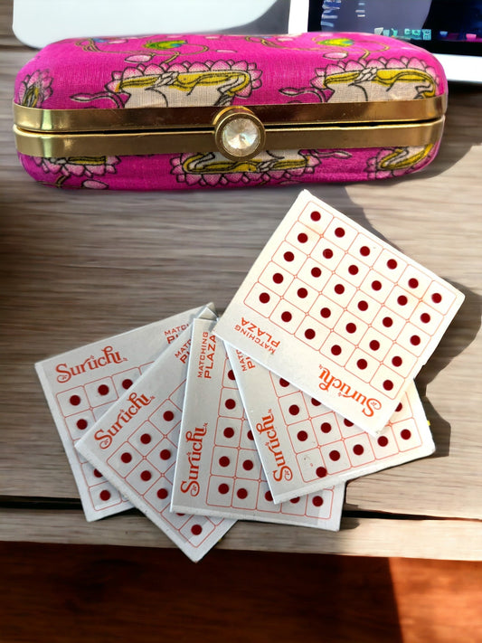 Set of 5 Red Forehead Round Red Bindi For Women, Kumkum Bindi for Ladies - Small Size for Regular Use, Wedding, Festive Occasions, Parties, Karwa Chauth