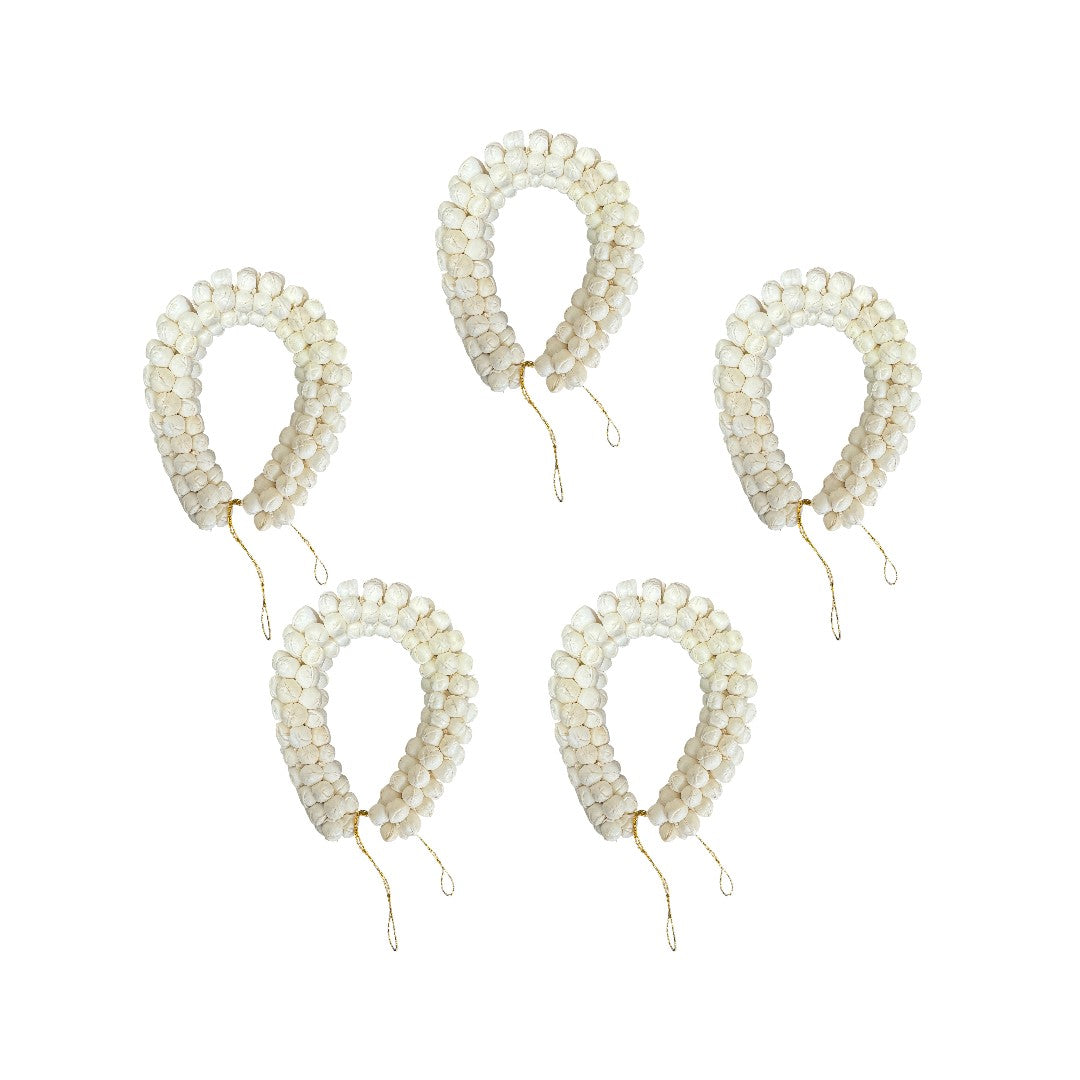 White Sola Wood Bun Gajra, Set of 5