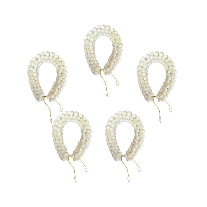 White Sola Wood Bun Gajra, Set of 5