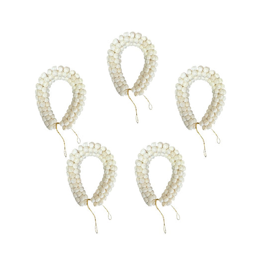 White Sola Wood Bun Gajra, Set of 5