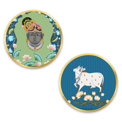 Set of 2 - Round Shape Wooden Wall Hanging Decor | Handcrafted Art | Mdf| Paintings | Sinary | Gifts | Sceneries For Wall | Unique Gift