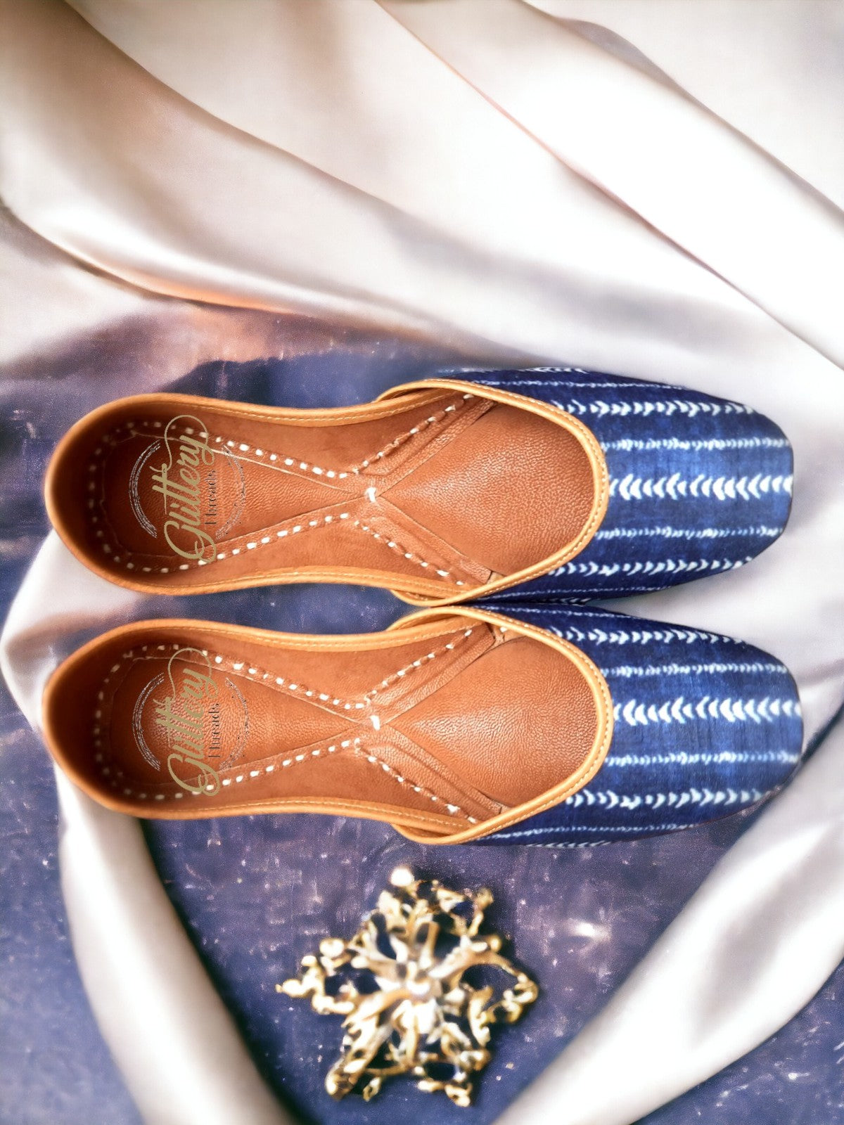 Royal Blue Ladies Punjabi orders Jutti with Zardozi, Khussa, Mojari, Bridal, Jutti leather shoes, jutti shoe for ladies, pakistani jutti, flat shoe