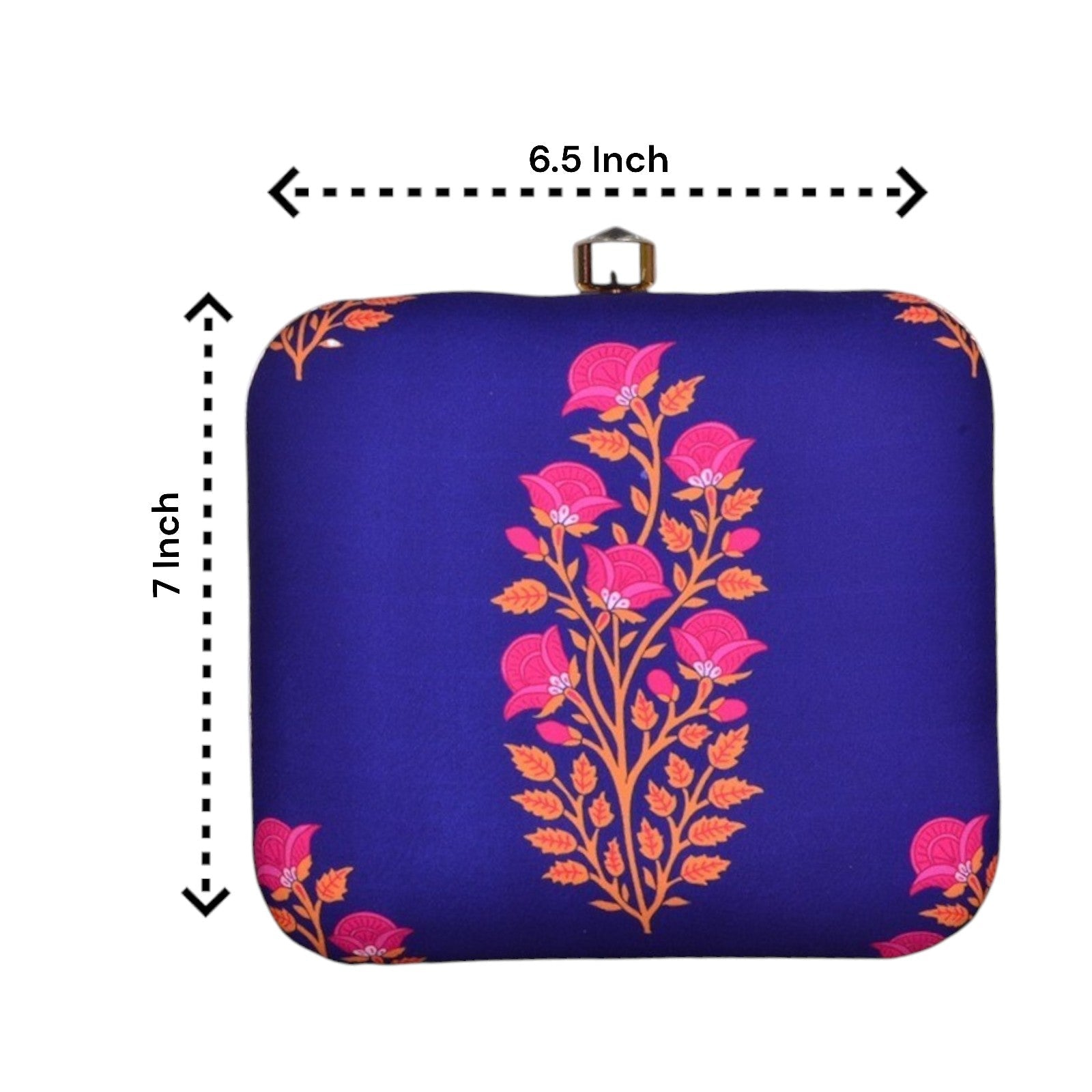 Pink Floral Box Clutch - Dimensions