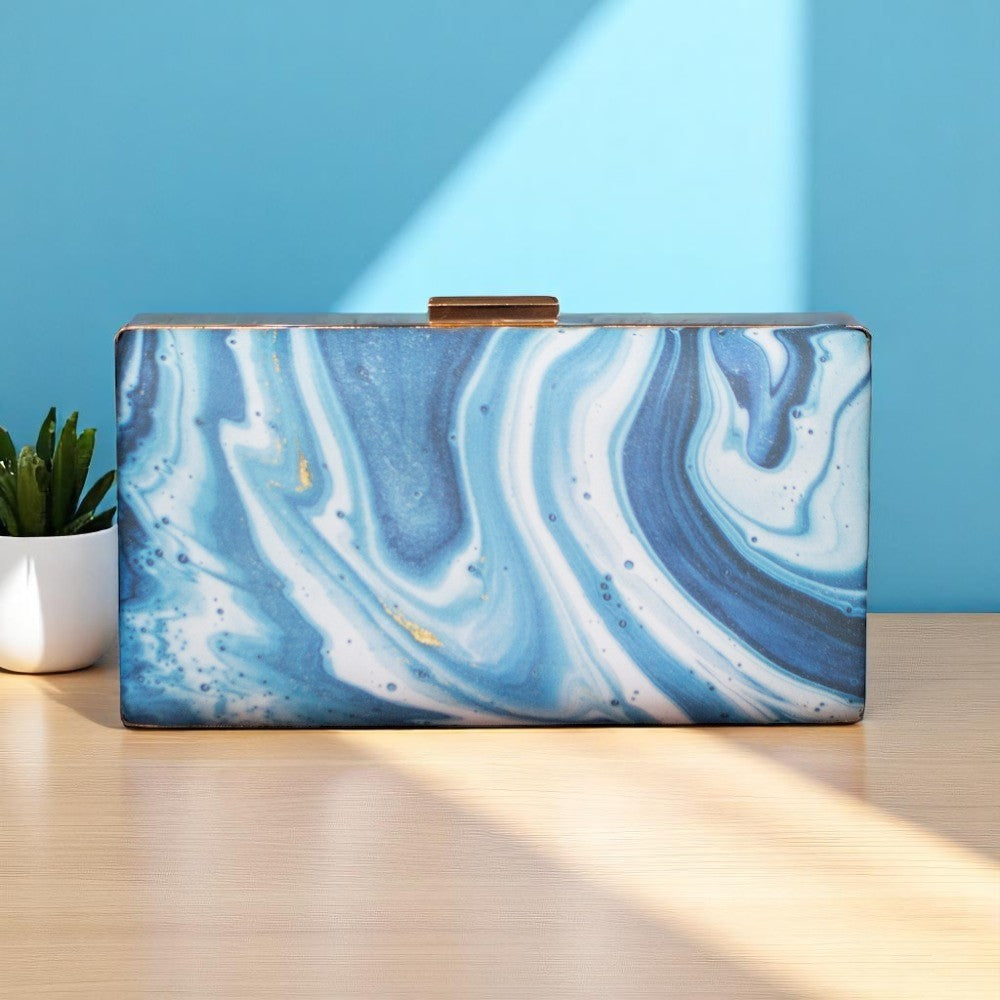 Indian Ethnic Designer Blue & White Marble Print