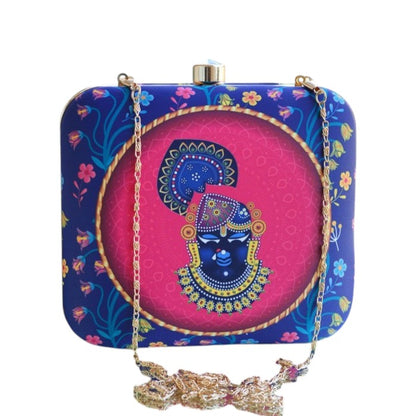 Box Clutch with lord Krishna Portrait
