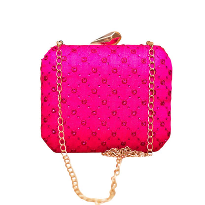 Hot Pink Chikankari Box Clutch