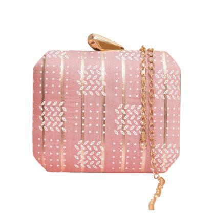 Exclusive Baby Pink Box Clutch with Block Print