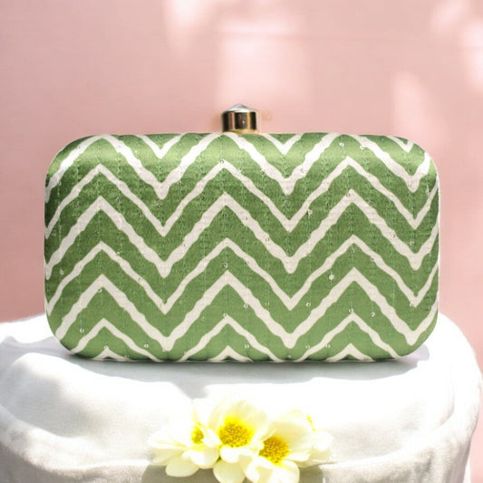 Exclusive Lehariya Green Clutch