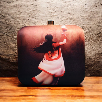 Exclusive Box Clutch with Dhunuchi Portrait